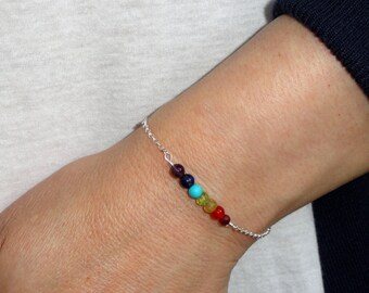 Sterling silver chakra bracelet, Chakra bracelet, Silver chakra bracelet, Meditation jewelry, Gifts