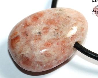 Sunstone on leather strap / cotton cord (necklace)