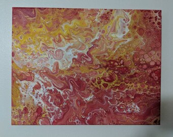 11" x 14" Original Abstract Fluid Painting, Acrylic on stretched canvas