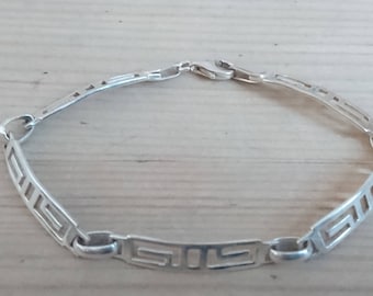 Vintage sterling silver Greek key link bracelet