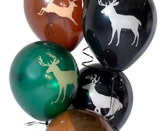 6 PC Buck Deer Latex Balloons/ Deer Hunting Birthday Balloons/ Deer Latex Balloons/ Deer Hunting Party/ Buck Balloons