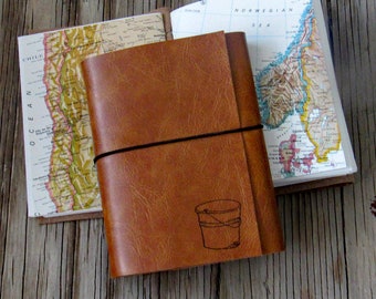 bucket list journal with maps as a travel journal in faux leather journal by tremundo