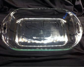 Vintage Anchor Hocking Clear Glass Baking Pan Lasagna Pan Casserole Dish- 3.5L USA - 3 Quart Baking Pan - 3L Baking Pan