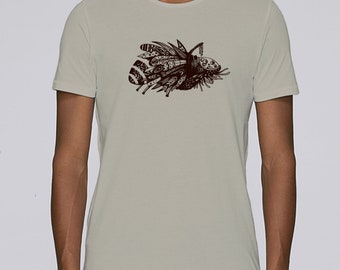 Hand Screenprinted T-shirt / Insect / Opal