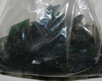 Dark Green Clear Stained Glass Scraps - About 8.5 Oz. of glass pieces for Stained Glass or Mosaic or another form of art 14-8