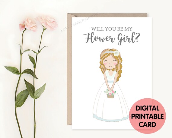 flower girl card printable will you be my flower girl, flower girl proposal, cute flower girl card