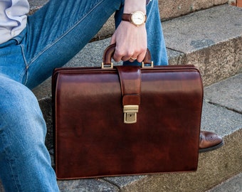 Leather briefcase men, Leather brown briefcase, Lawyers bag, Leather doctor bag, Mens vintage briefcase, On sale - The Firm