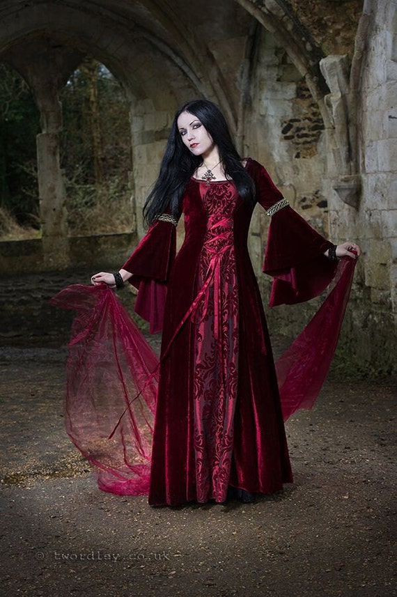 Forest Dress - *most colours available* Handmade Gothic Velvet Medieval Hooded dress Pagan LOTR Game of Thrones