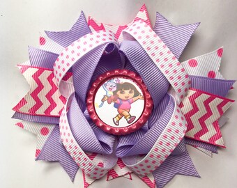 Dora hair bow dora the Explorer hair bow dora birthday bow dora headband dora the explorer headband dora and boots bow dora birthday party