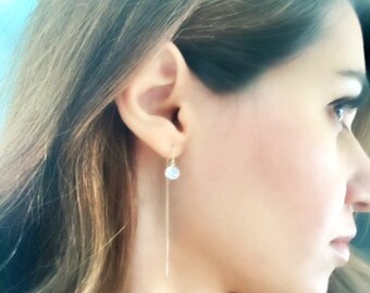 Dainty Gold Earrings. Gold Threader Earrings. Bridesmaid gift. Minimalist Earrings. Sterling silver Earrings. Long Earrings. Gold Filled .