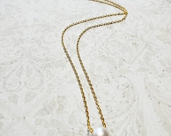Pearl Bridal necklace - Pearl Bridesmaid necklace - Floating pearl necklace silver or gold chain