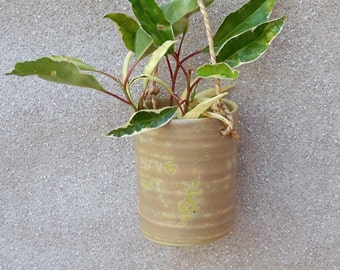 Hanging herb planter hand thrown stoneware pottery ceramic plant pot
