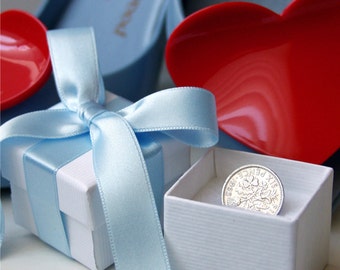 Lucky Sixpence Bow Tied Wedding Gift Keepsake