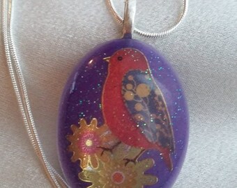 Morning Song - Bird Resin Pendant