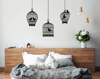 Set of Three Birdcages Wall Decal