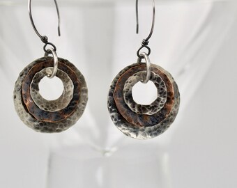Sterling Silver Disc Earrings - Everyday Earrings - Dangle Earrings - Boho Earrings - Silver Earrings - Ready to ship
