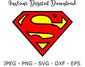 Superman Logo Superhero SVG DXF Png Vector Cut File Cricut Design Silhouette Vinyl Decal Disney Party Stencil Template Heat Transfer Iron