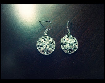 Silver Circles w/Diamante Earrings
