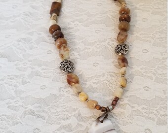Handmade Necklace with Large Stone Pendant
