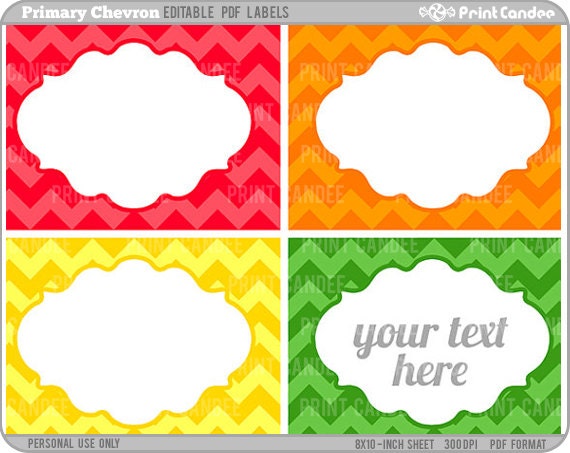 Rectangle Editable PDF 8x10 Printable Labels / Cards