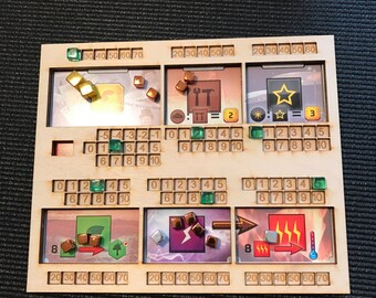 Terraforming Mars - Player Play Area Overlay Insert Wooden Cube Tray - Prevents Loss of Game Progress from Table Bumps! - SET of 5 Overlays