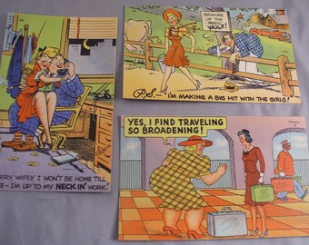 Lot of 3 Vintage 1930s Humorous Post Cards - Unused
