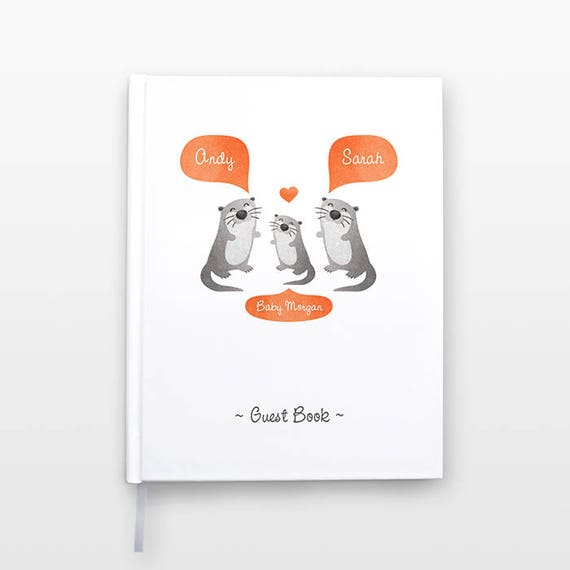 OTTER Baby Shower Guest Book, Personalized Baby Book, Animal Baby Guestbook, New Baby Gift, Baby Journal, Baby Notebook, Baby Guest Book