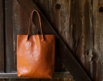 The Essential Tote in Cognac/ Leather Tote Bag / Leather Bag / Brown Tote Bag /Tote Bag / Brown Leather Tote / Cognac Leather Bag