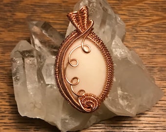Wire wrapped white stone pendant