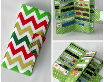 Card Organizer Wallet, Card Wallet, Credit Card Wallet, Gift Card Holder, women's wallet, 38 slots Loyalty Card Chevron Holiday Metallic