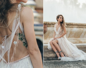Haute couture wedding dress LOFGREIN with long train by RARA AVIS • Exclusive wedding dress • Wedding dress with long train •