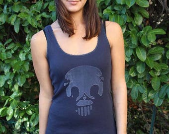Tank top optical illusion skull T.38 women couple"Moonlight"