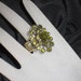 Olive Green Oval Flower Rhinestone Gold Pewter Stretch Ring
