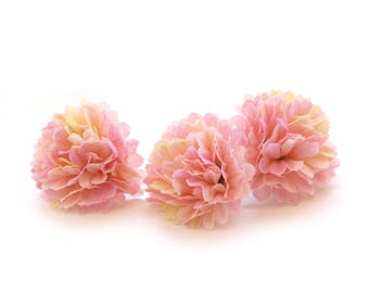 Small Cream Pink Carnations - 25 count - Artificial Flowers, Silk Flowers