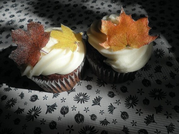 Items similar to Edible Fall Leaves - 20 - Cake & Cupcake ...