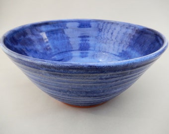 Ceramic Handmade Blue Bowl - Unique Artistic Pottery Serving Bowl