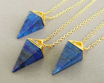 Lapis Lazuli Necklace Lapis Lazuli pendant Blue Necklace Pyramid Necklace Pyramid Pendant for women Necklace Blue Triangle Necklace