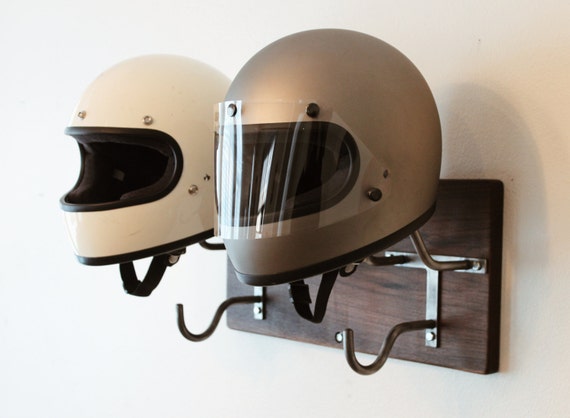 Double Motorcycle Helmet Rack & Jacket Hook Handmade