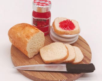 Miniature Breakfast set,Miniature Bakery,Miniature Bread,Dolls and miniature