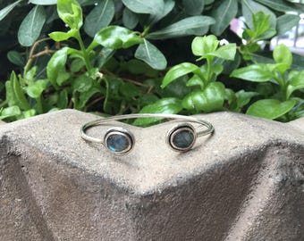 Labradorite Sterling Silver Cuff Bracelet, Labradorite Bracelet, Stone Cuff Bracelet