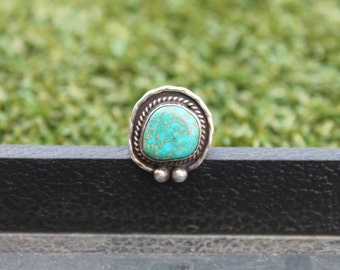Vintage Navajo Turquoise Ring in Sterling Silver Size 4
