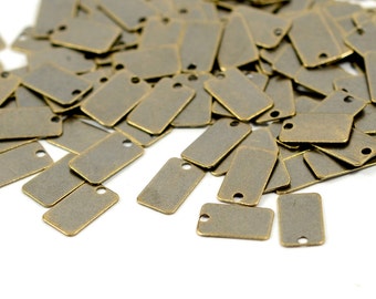 500 Pcs. Antique Brass 6x10 mm Rectangle Stamping Tag Findings