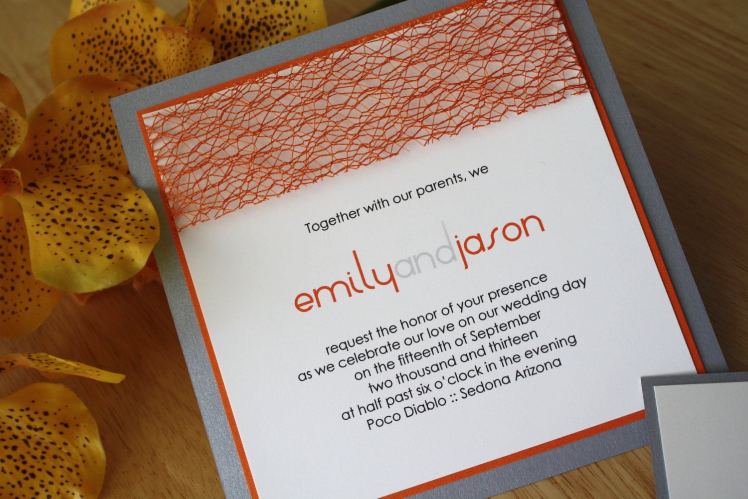 Orange And Silver Wedding Invitations 9