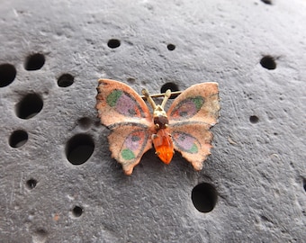 Vintage Orange Butterfly Brooch