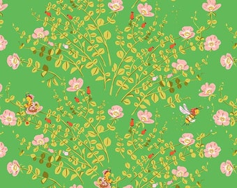 Heather Ross Briar Rose Nanny Bee green FQ or more OOP HTF