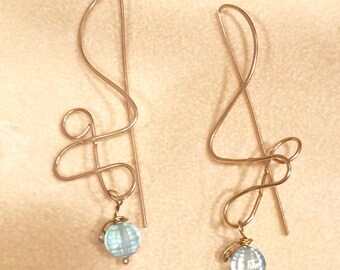 Swiss Blue Topaz Argentium Sterling Silver Whisper Earrings