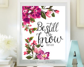 Printable bible verse art be still and know print psalm 46 10 nursery decor wall art scripture art bible verse print kids decor id95-96