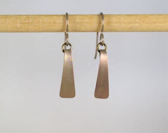 Rose Gold Curved Triangle Petite Titanium Dangle Earrings