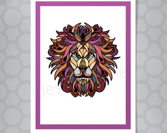 Graphic Lion Illustrated Card