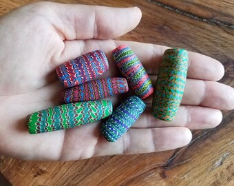 Set of 6 Polymer Clay Mega-Stacker Beads